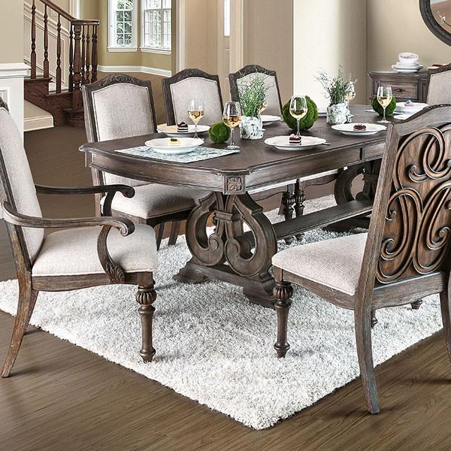 ARCADIA Rustic Natural Tone, Ivory Dining Table - U&U Home Budget Furniture (Carteret, NJ)