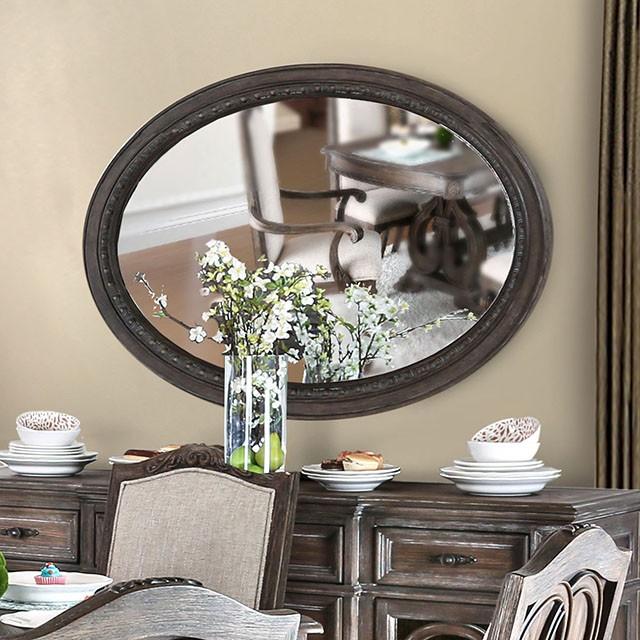 ARCADIA Rustic Natural Tone Mirror, Oval - U&U Home Budget Furniture (Carteret, NJ)