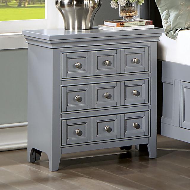 CASTLILE Night Stand w/ USB, Gray - U&U Home Budget Furniture (Carteret, NJ)