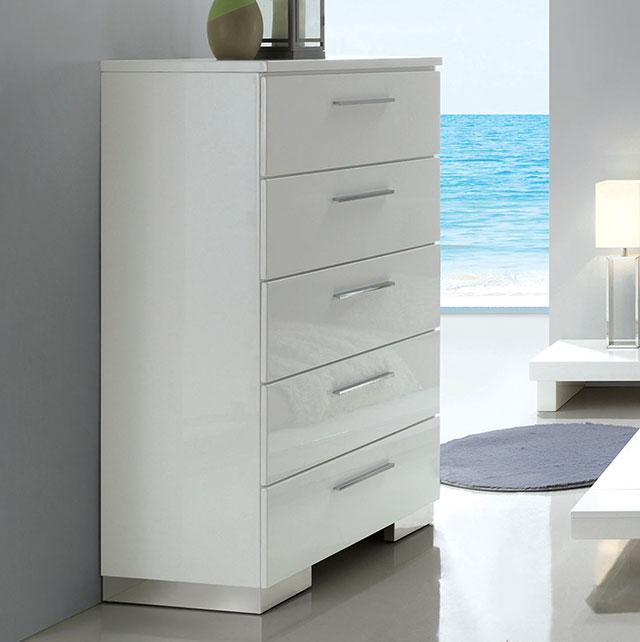 Christie Glossy White Chest - U&U Home Budget Furniture (Carteret, NJ)