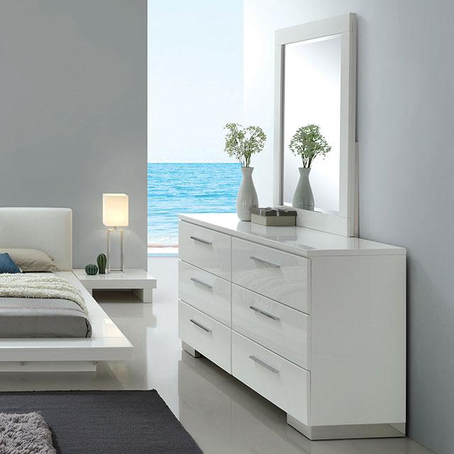 Christie Glossy White Dresser - U&U Home Budget Furniture (Carteret, NJ)