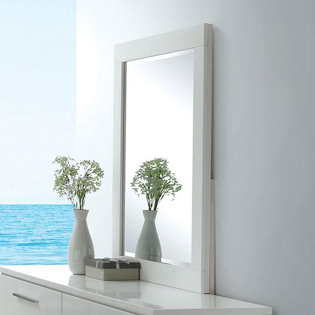Christie Glossy White Mirror - U&U Home Budget Furniture (Carteret, NJ)