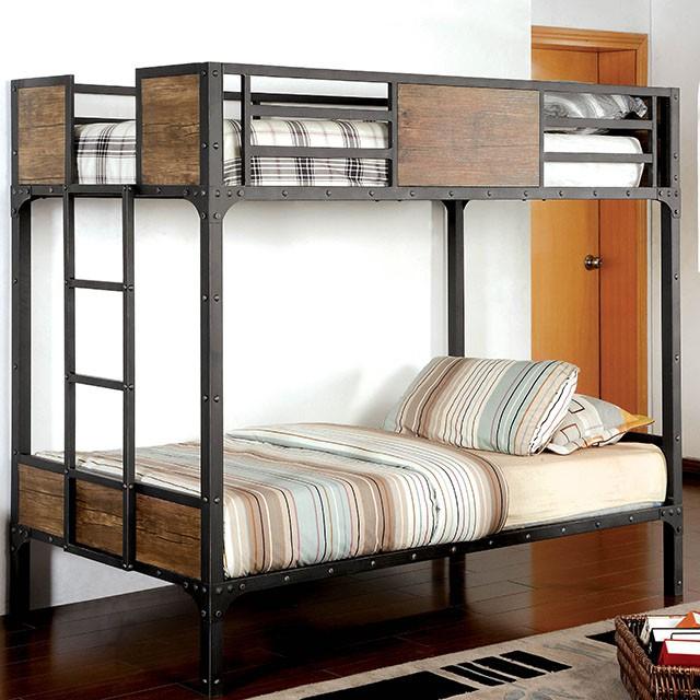CLAPTON Black Twin/Twin Bunk Bed - U&U Home Budget Furniture (Carteret, NJ)