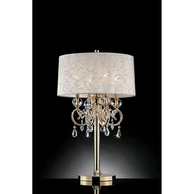 Deborah Gold 33"H Gold Table Lamp - U&U Home Budget Furniture (Carteret, NJ)