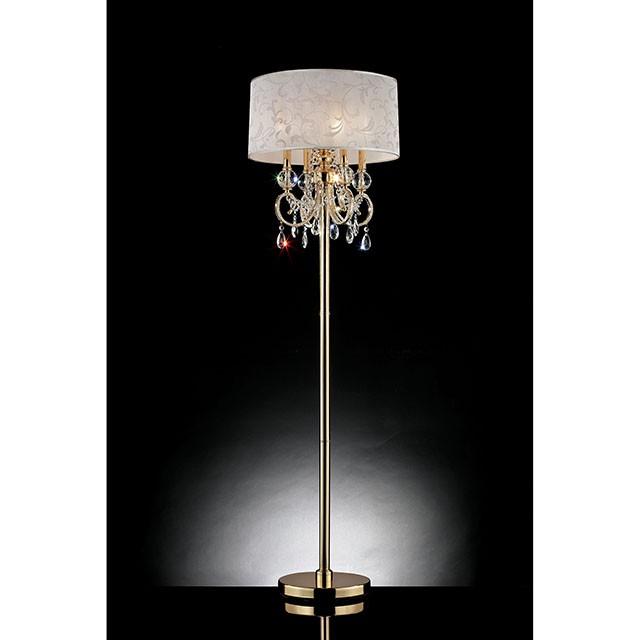 Deborah Gold 63"H Gold Floor Lamp - U&U Home Budget Furniture (Carteret, NJ)