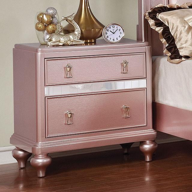 Ariston Rose Gold Night Stand - U&U Home Budget Furniture (Carteret, NJ)