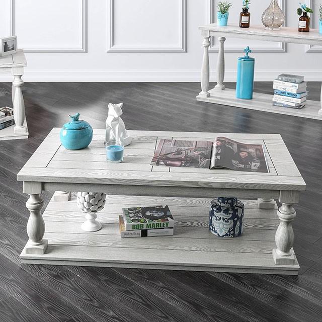 Arlington Antique White Coffee Table - U&U Home Budget Furniture (Carteret, NJ)