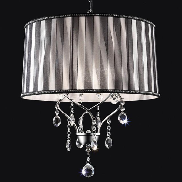 Arya Black/Chrome Ceiling Lamp, Hanging Crystal - U&U Home Budget Furniture (Carteret, NJ)