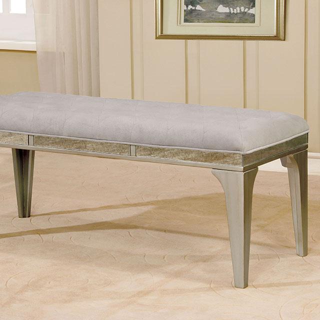 DIOCLES Silver/Light Gray Bench - U&U Home Budget Furniture (Carteret, NJ)