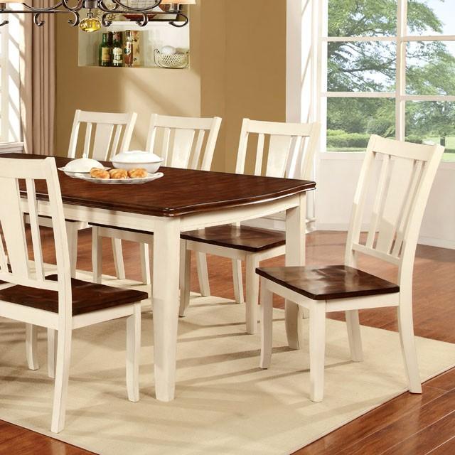 DOVER Vintage White/Cherry Dining Table w/ 18" Leaf - U&U Home Budget Furniture (Carteret, NJ)