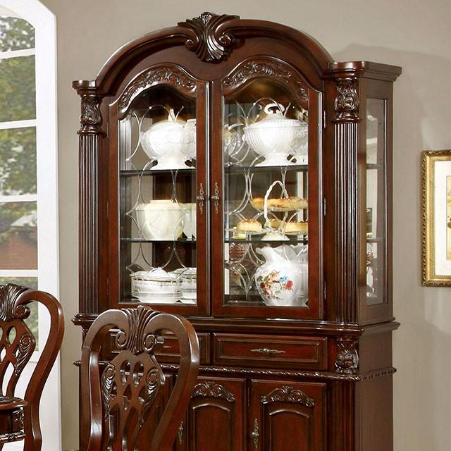 ELANA Brown Cherry Hutch & Buffet, Cherry - U&U Home Budget Furniture (Carteret, NJ)