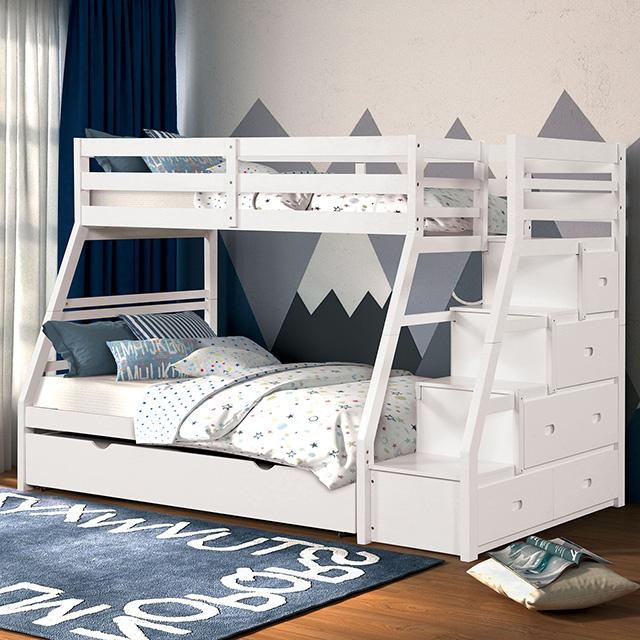 Ellington Twin/Full Bunk Bed White & Espresso - U&U Home Budget Furniture (Carteret, NJ)