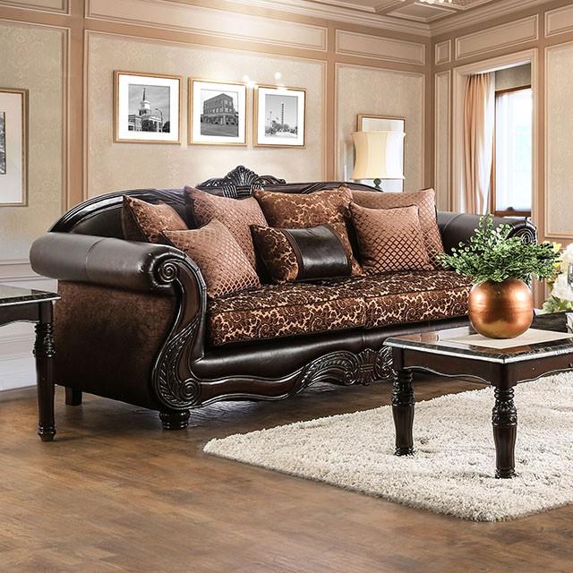 ELPIS Brown/Espresso Sofa - U&U Home Budget Furniture (Carteret, NJ)