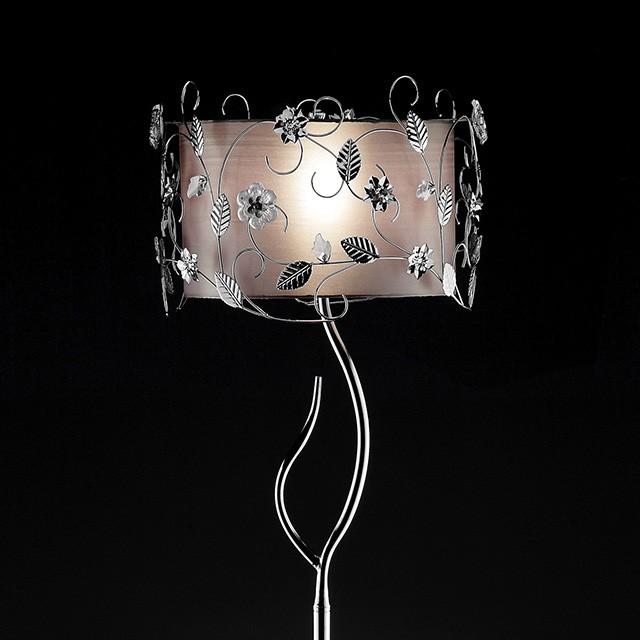 Elva Silver/Chrome Floor Lamp, Double Shade - U&U Home Budget Furniture (Carteret, NJ)