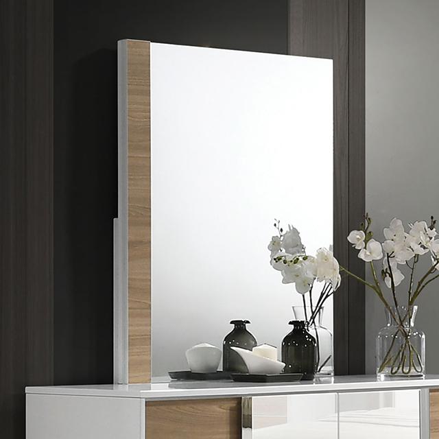 ERLANGEN Mirror, White/Natural - U&U Home Budget Furniture (Carteret, NJ)