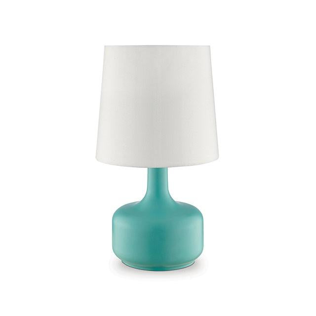 Farah Teal 17"H Matte Teal Table Lamp - U&U Home Budget Furniture (Carteret, NJ)