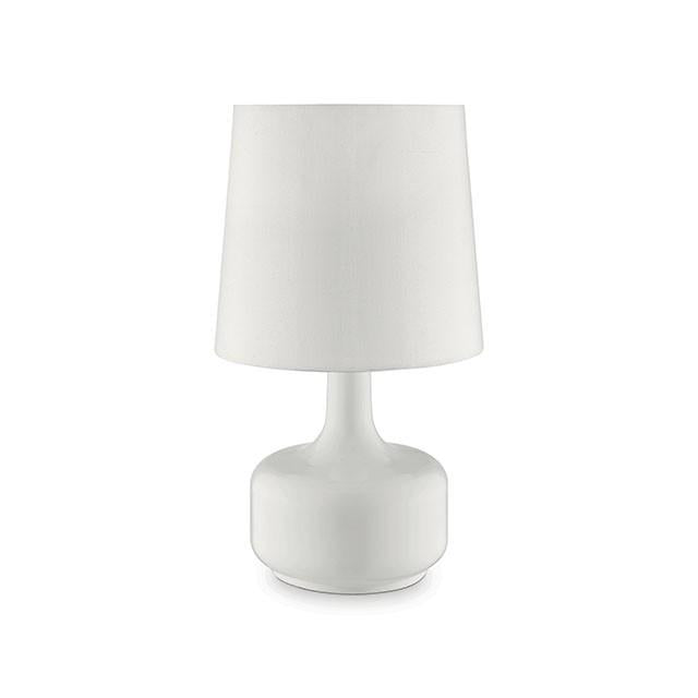Farah White 17"H Glossy White Table Lamp - U&U Home Budget Furniture (Carteret, NJ)