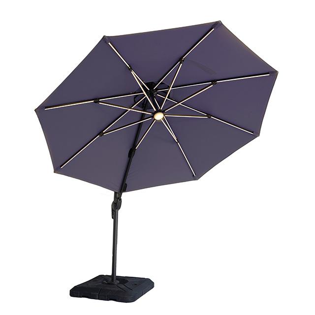 Fera 10 Ft Round Umbrella w/ LED Bulb + 37" Large Base - U&U Home Budget Furniture (Carteret, NJ)