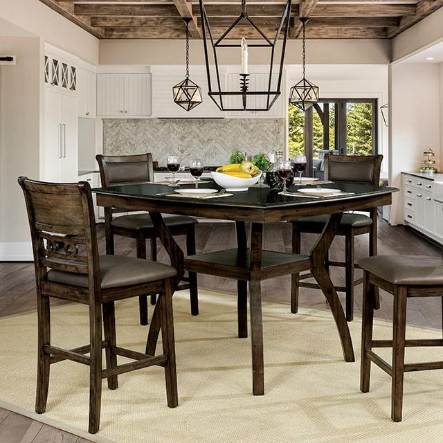 Flick Rustic Oak Counter Ht. Table - U&U Home Budget Furniture (Carteret, NJ)