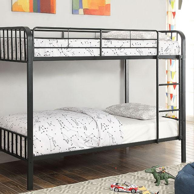 CLEMENT Black Metal Twin/Twin Bunk Bed - U&U Home Budget Furniture (Carteret, NJ)