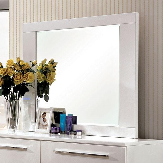 CLEMENTINE Glossy White Mirror - U&U Home Budget Furniture (Carteret, NJ)