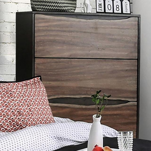 Fulton Dark Oak/Dark Walnut Chest - U&U Home Budget Furniture (Carteret, NJ)