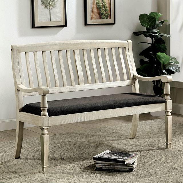Georgia Antique White/Gray Love Seat Bench - U&U Home Budget Furniture (Carteret, NJ)