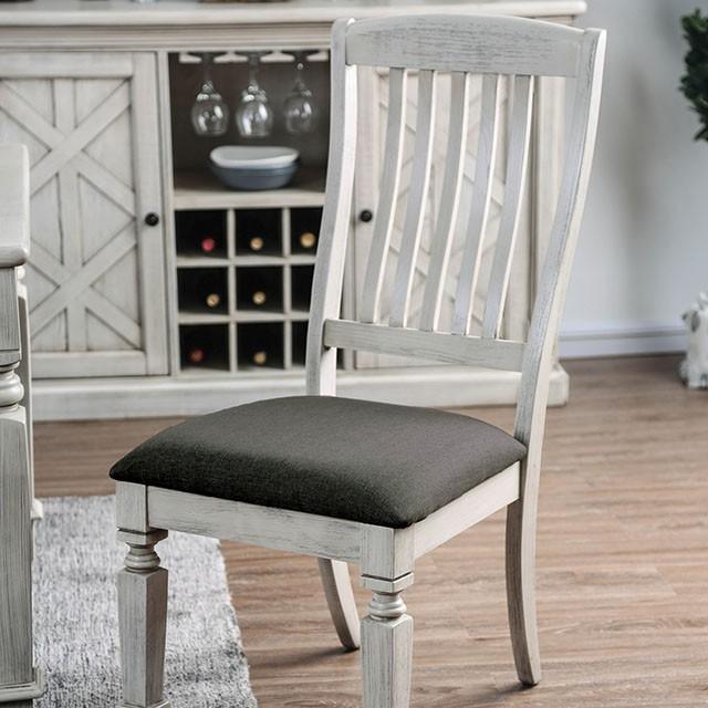 Georgia Antique White/Gray Side Chair (2/CTN) - U&U Home Budget Furniture (Carteret, NJ)