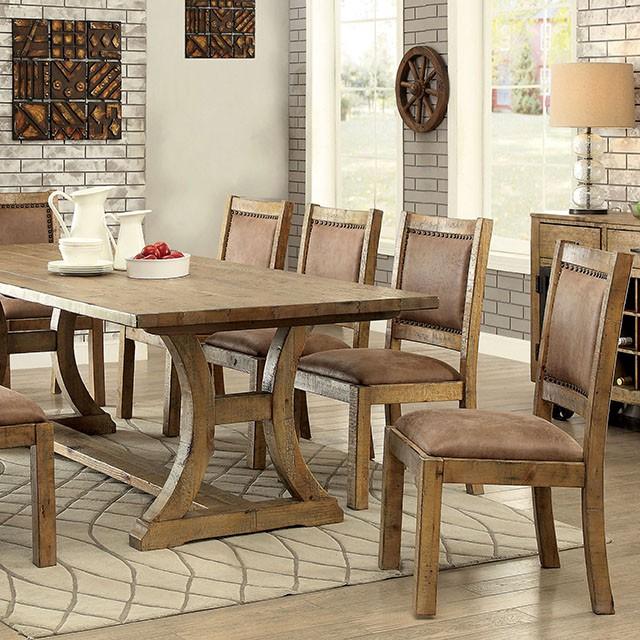 GIANNA Rustic Pine 96" Dining Table - U&U Home Budget Furniture (Carteret, NJ)