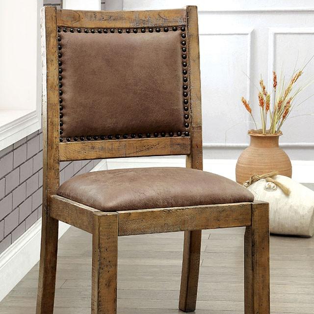 GIANNA Rustic Pine/Brown Side Chair (2/CTN) - U&U Home Budget Furniture (Carteret, NJ)