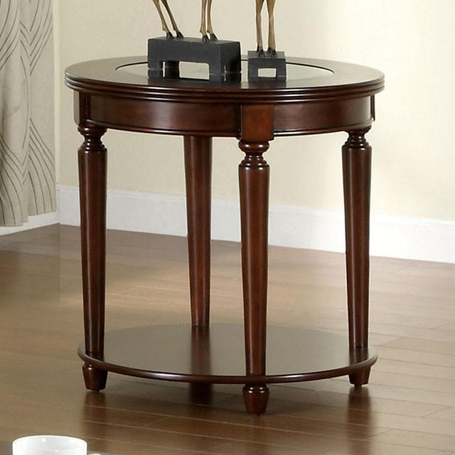 Granvia Dark Cherry End Table - U&U Home Budget Furniture (Carteret, NJ)