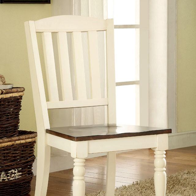 HARRISBURG Vintage White/Dark Oak Side Chair (2/CTN) - U&U Home Budget Furniture (Carteret, NJ)