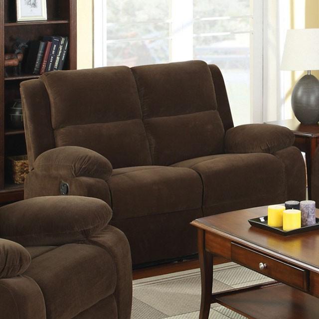 Haven Dark Brown Love Seat w/ 2 Recliners - U&U Home Budget Furniture (Carteret, NJ)