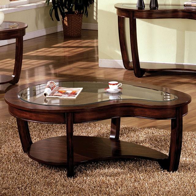 Crystal Falls Dark Cherry Coffee Table - U&U Home Budget Furniture (Carteret, NJ)