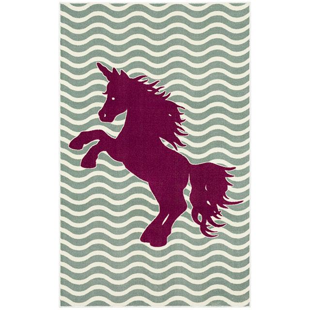 BARON 5' X 8', Area Rug, Horse, Sage Green/Fuchsia - U&U Home Budget Furniture (Carteret, NJ)