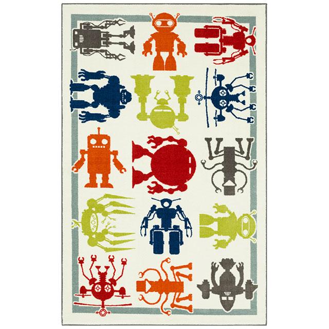 BARON 5' X 8', Area Rug, Robots, Multi/Ivory - U&U Home Budget Furniture (Carteret, NJ)