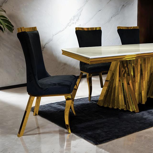 Basilicata 7 Pc Dining Set Gold & Silver - U&U Home Budget Furniture (Carteret, NJ)