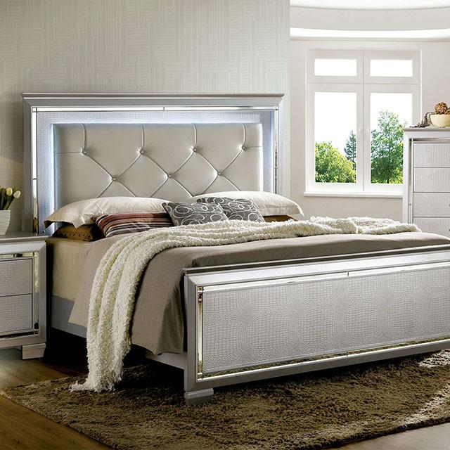 BELLANOVA Silver Cal.King , E.King, & Queen Bed - U&U Home Budget Furniture (Carteret, NJ)