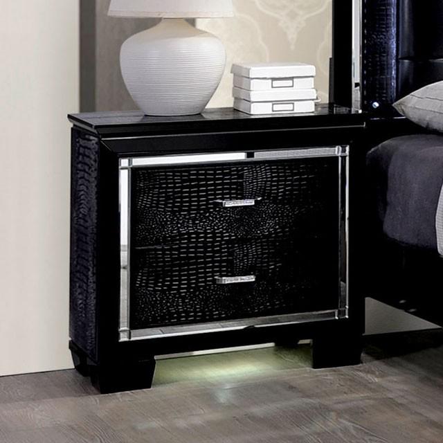 BELLANOVA Black Night Stand - U&U Home Budget Furniture (Carteret, NJ)