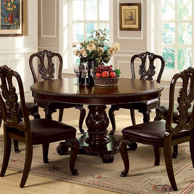 Bellagio Brown Cherry Round Dining Table - U&U Home Budget Furniture (Carteret, NJ)
