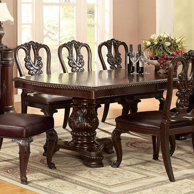Bellagio Brown Cherry Dining Table w/ 2 Leaves - U&U Home Budget Furniture (Carteret, NJ)