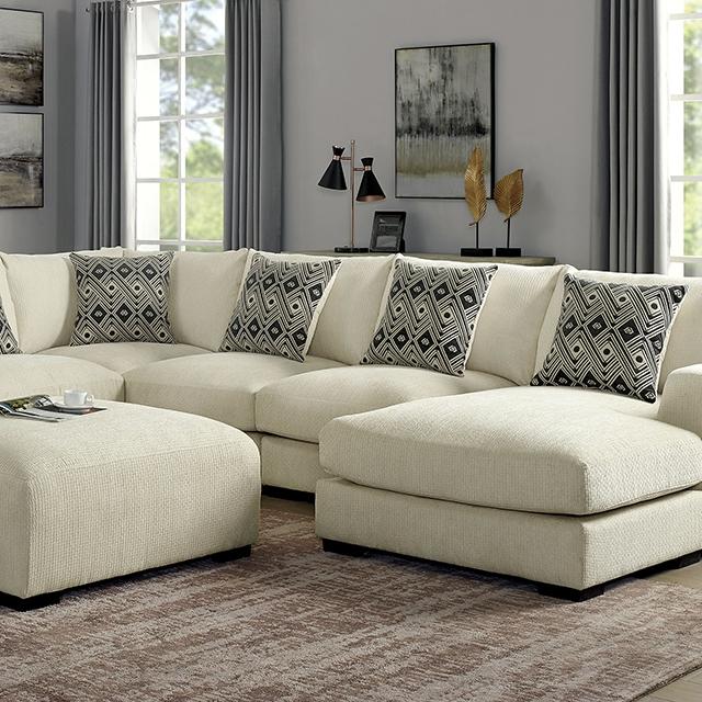 Kaylee U-Sectional w/ Right Chaise + Ottoman - U&U Home Budget Furniture (Carteret, NJ)