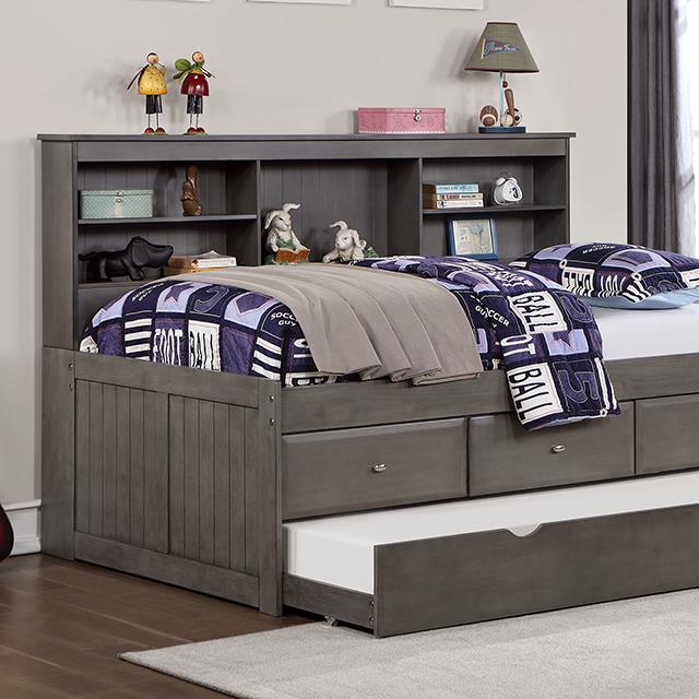 TIBALT Twin DayBed w/ Trundle, Dark Gray - U&U Home Budget Furniture (Carteret, NJ)