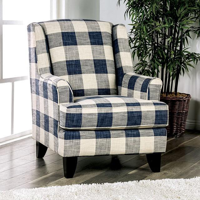 Nash Ivory Chair, Checkered - U&U Home Budget Furniture (Carteret, NJ)