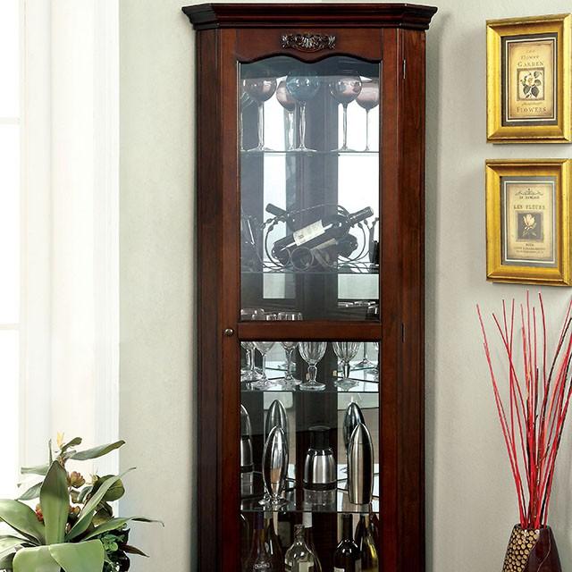 ORTLEY Walnut Curio - U&U Home Budget Furniture (Carteret, NJ)