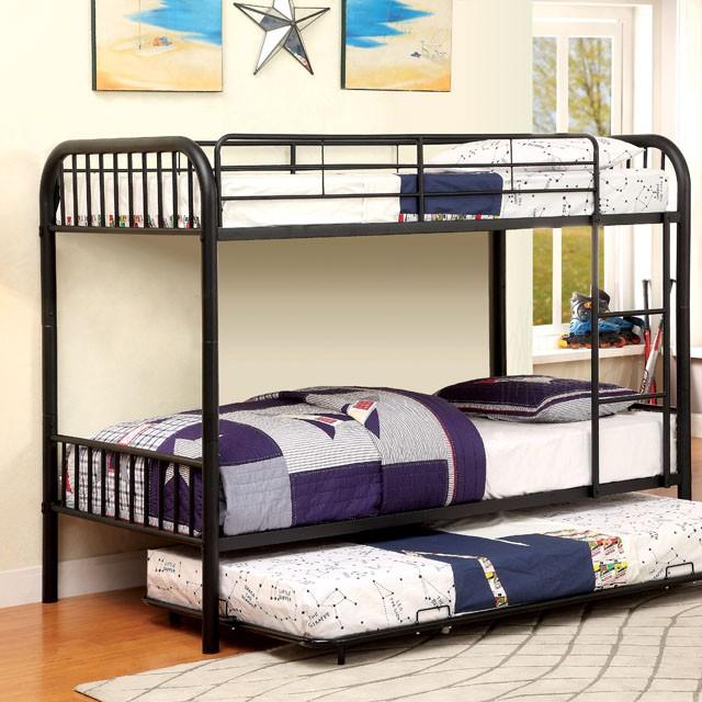 RAINBOW Black Metal Twin/Twin Bunk Bed - U&U Home Budget Furniture (Carteret, NJ)