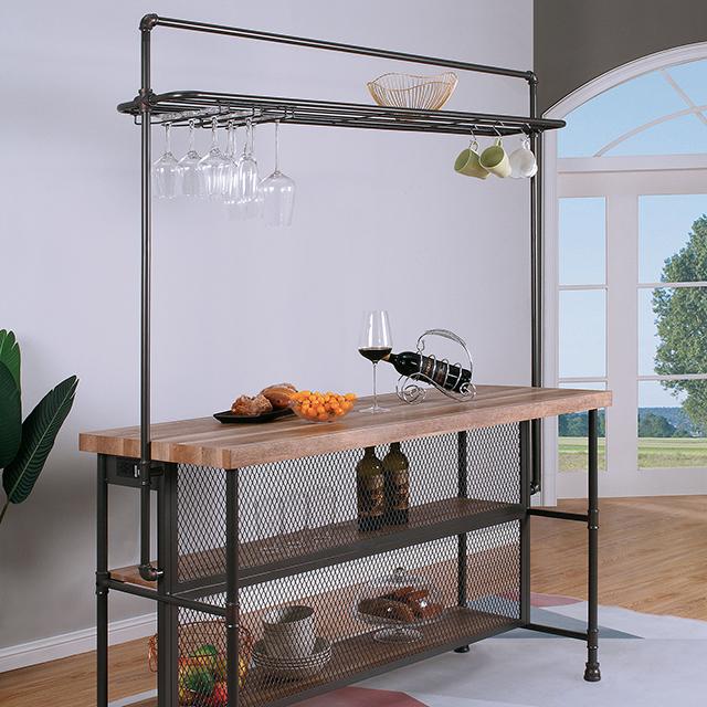 PARIAMAN Bar Table, Sand Black/Natural - U&U Home Budget Furniture (Carteret, NJ)