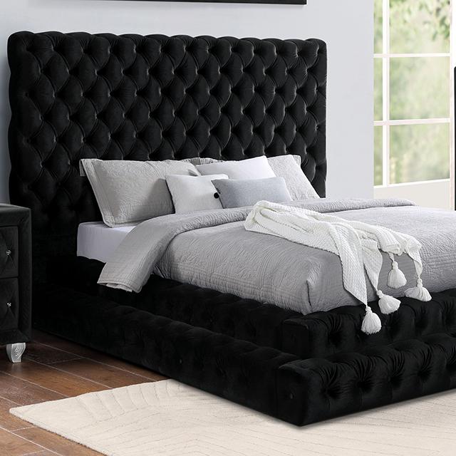 STEFANIA E.King & Queen Bed, Black & Gray - U&U Home Budget Furniture (Carteret, NJ)