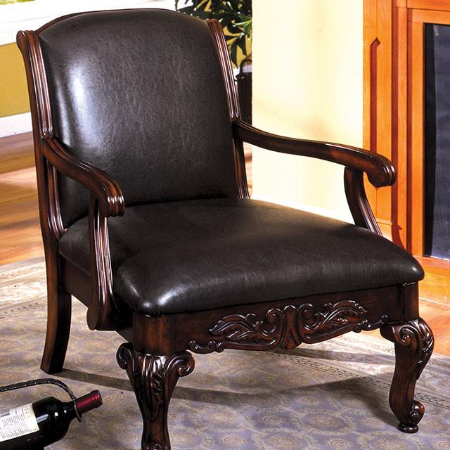 Sheffield Antique Dark Cherry Accent Chair - U&U Home Budget Furniture (Carteret, NJ)