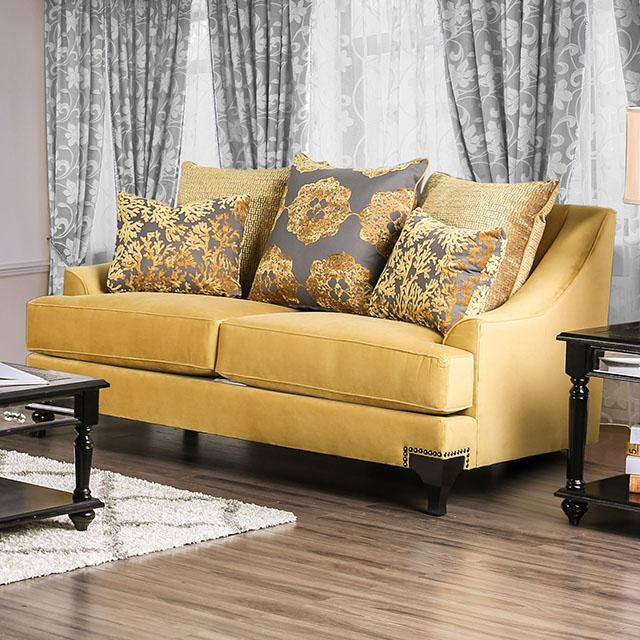 Viscontti Gold/Gray Love Seat, Gold - U&U Home Budget Furniture (Carteret, NJ)